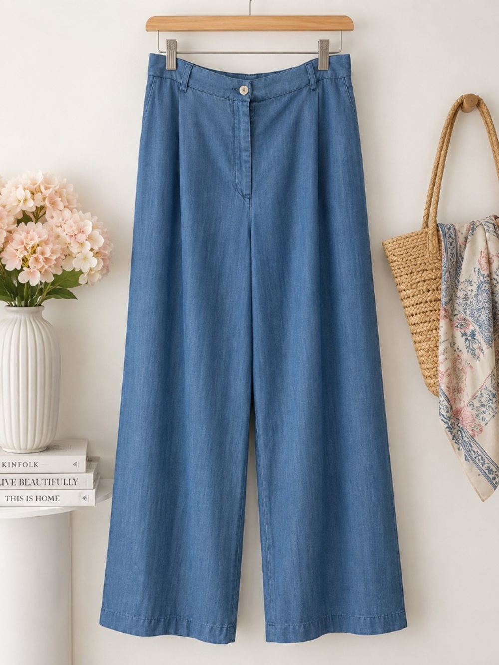 EIGHT by Access Fashion 100% Lyocell Blue Wide Leg Pants XL